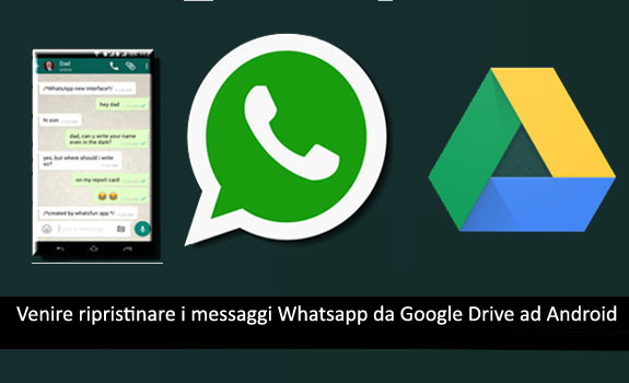 Venire ripristinare i messaggi Whatsapp da Google Drive ad Android