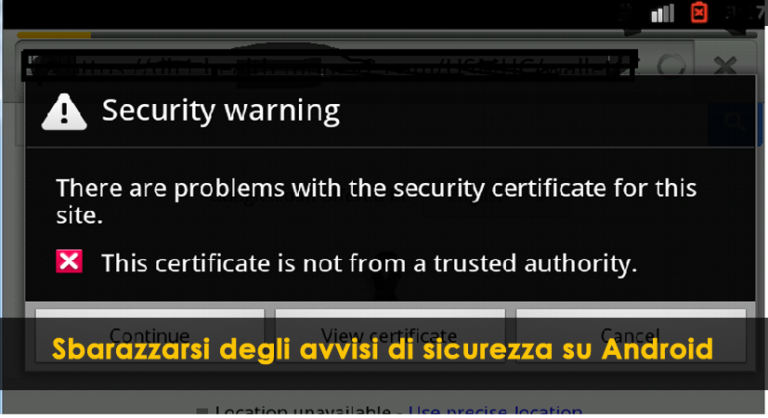 sbarazzarsi degli avvisi di sicurezza su Android