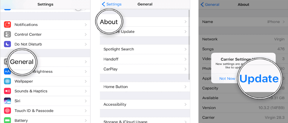 Aggiorna le impostazioni del tuo operatore