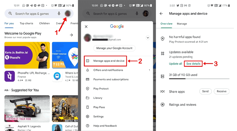 aggiorna l'applicazione Gmail