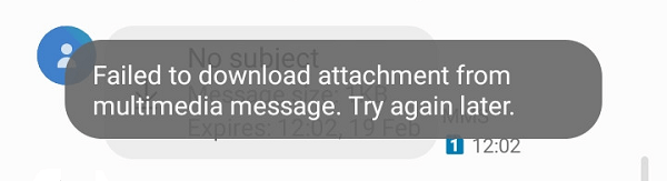 impossibile scaricare l'allegato messaggio multimediale