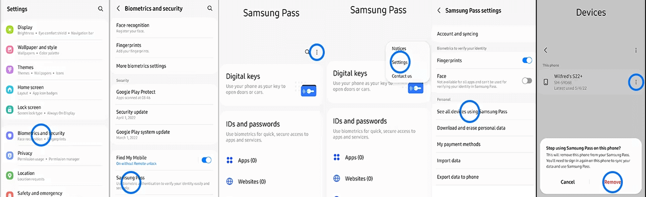 Come cancellare i dati del Samsung Pass