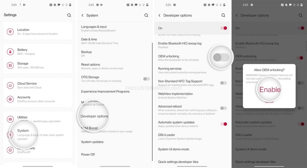 come sbloccare il bootloader di OnePlus