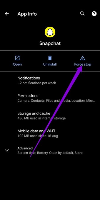 Permettere Camera Accesso su Snapchat