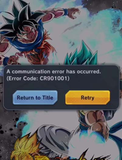 Codice di errore di Dragon Ball Legends CR901001