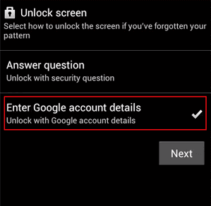Inserisci i dettagli dell'account Google
