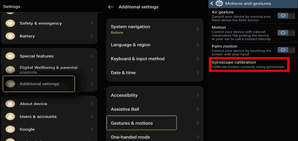 calibrazione del giroscopio