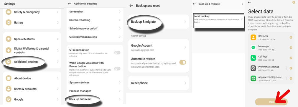 backup del telefono con Schermo rotto