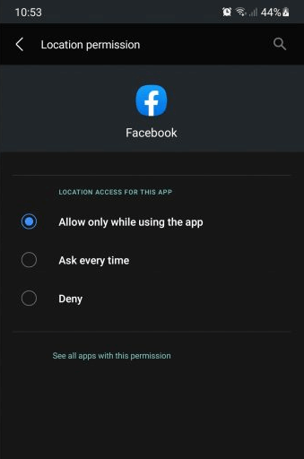 Consenti solo durante l'utilizzo dell'app