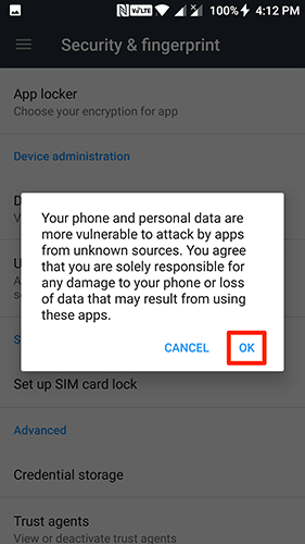 come installare app sconosciute su Android