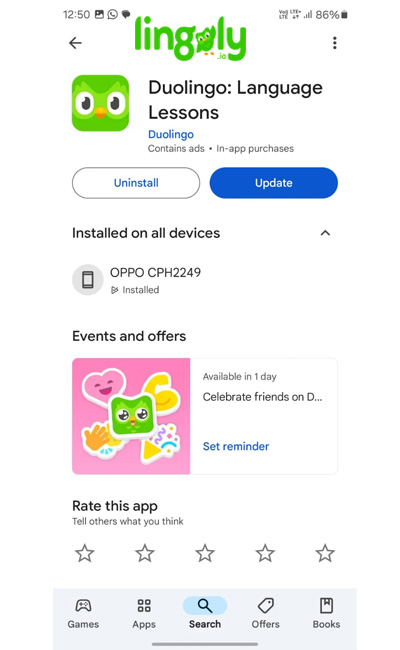 Duolingo bloccato sulla schermata di caricamento su Android