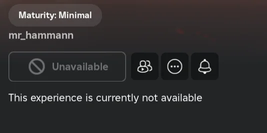 Errore ROBLOX. This Experience Is Currently Not Available