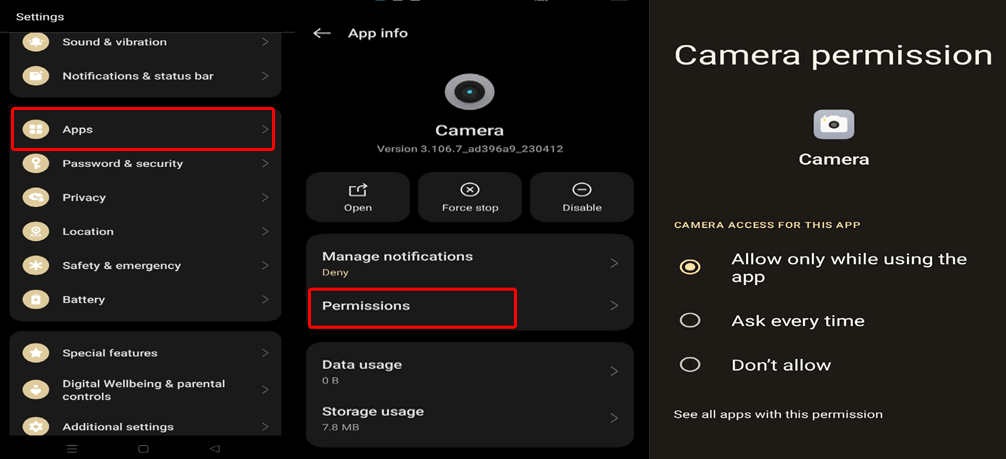 Can’t Open Camera Check Your Phone Errore